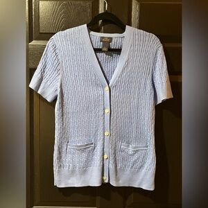 Brooks Brothers 346 Short Sleeve Cable Knit Cotton Cardigan